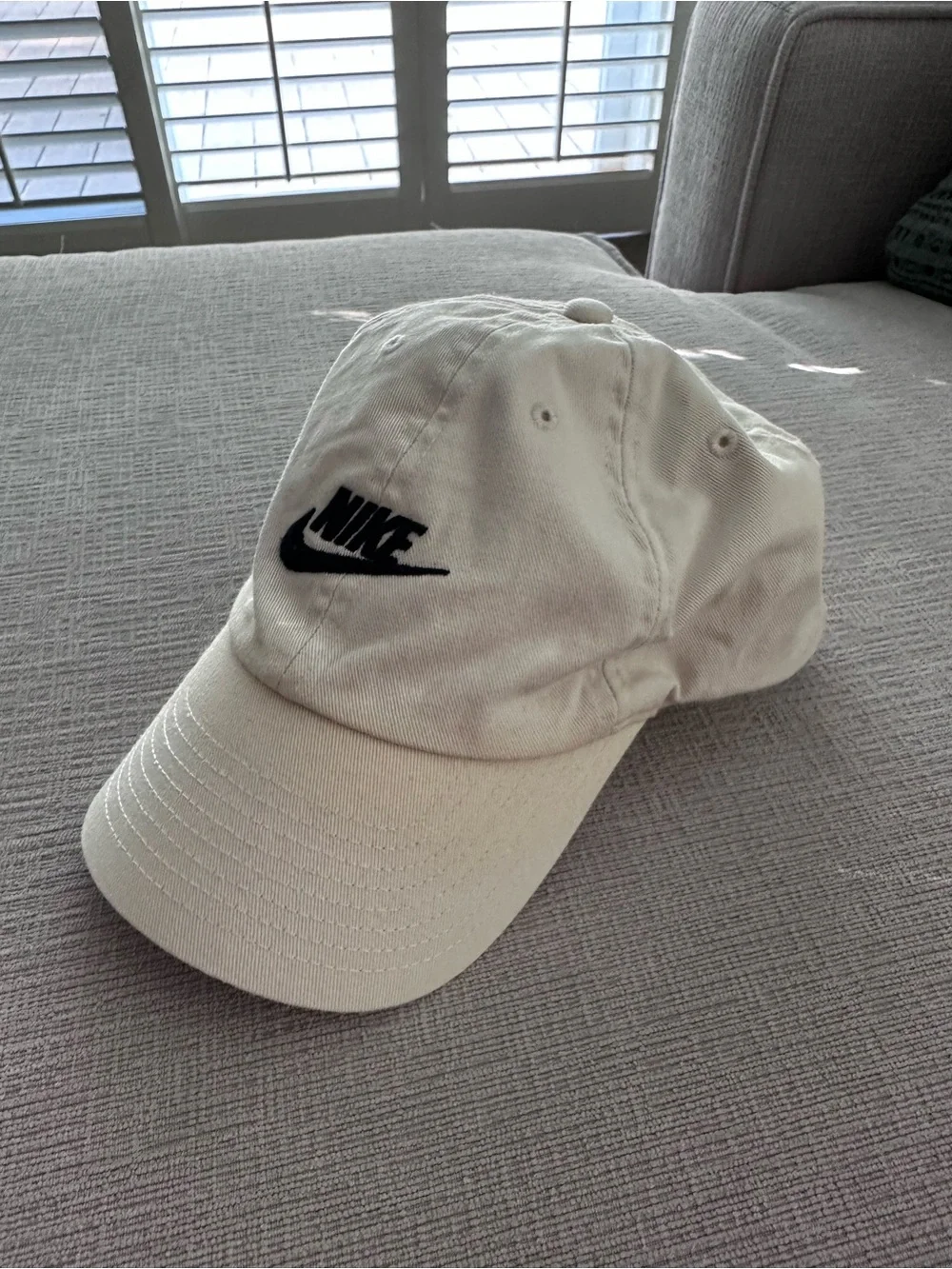 Nike Cream Baseball Cap with Black Embroidered Swoosh